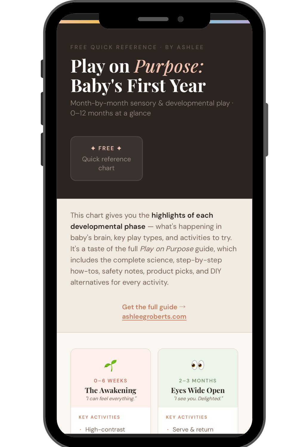 Free baby play quick reference chart